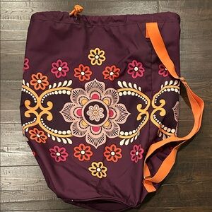 Vera Bradley Floral Purple Laundry Bag with Orange Accents